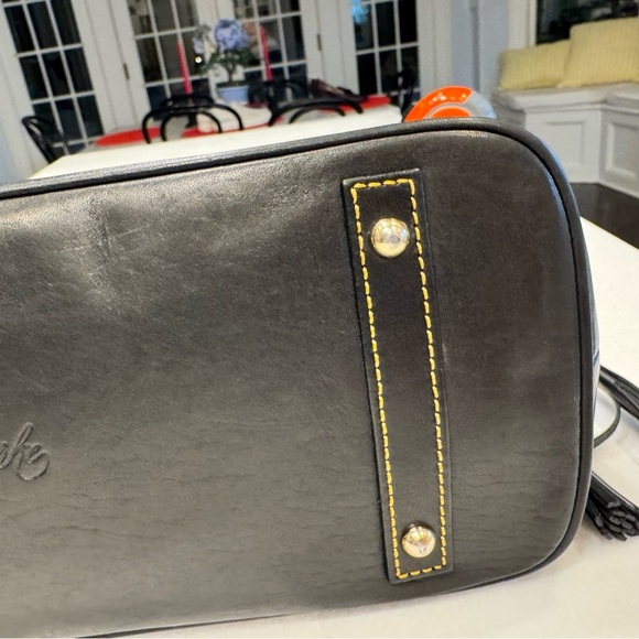 DOONEY & BOURKE CROC EMBOSSED COGNAC W/BLACK ACCENTS LEATHER TOTE SHOULDER BAG - Picture 14 of 16